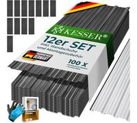 KESSER® 12 plaques de tôle profilée trapézoïdale 129 cm x 45 cm = 7 m² | Tôle de Toit pour abri de Jardin, plaques en Acier galvanisé 0,25 mm, Gants de Montage, Antracite