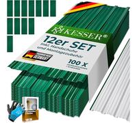KESSER® 12 plaques de tôle profilée trapézoïdale 129 cm x 45 cm = 7 m² | Tôle de Toit pour abri de Jardin, plaques en Acier galvanisé 0,25 mm, Gants de Montage, Vert