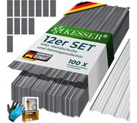 KESSER® 12 plaques de tôle profilée trapézoïdale 129 cm x 45 cm = 7 m² | Tôle de Toit pour abri de Jardin, plaques en Acier galvanisé 0,25 mm, Gants de Montage, Gris