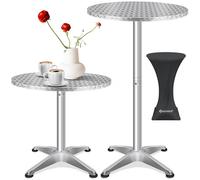 KESSER® - 2in1 Table Haute Table de bistrot Plateau en Aluminium INOX | réglable en Hauteur | 70cm / 115cm | in & Outdoor | Table de réception | 4 Pieds, Ø 60 cm, Argent, 1er Set