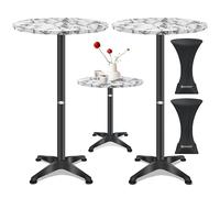 KESSER® - 2in1 Table Haute Table de bistrot Plateau en Aluminium INOX | réglable en Hauteur | 70cm / 115cm | in & Outdoor | Table de réception | 4 Pieds, Ø 80 cm, Marbre, 2er Set