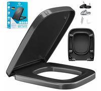 KESSER Abattant de WC avec système d'abaissement automatique - Fonction Quick Release et Softclose - Montage facile - En Duroplast - Avec fixation en acier inoxydable - Abattant de WC en forme de E