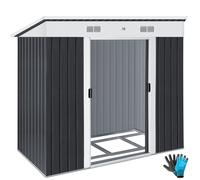 KESSER® Abri de Jardin Cabanon en métal 3.4m³ 195x118x182cm avec Fondation, Kit d'ancrage, 2x Porte coulissante et Gants Anthracite