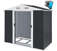 KESSER® Abri de Jardin Cabanon en métal 4.2m³ 182x118x186cm avec Fondation, Kit d'ancrage, 2x Porte coulissante et Gants Anthracite