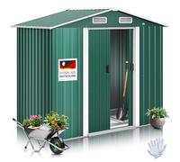 KESSER® Abri de Jardin XL en métal de 4,2 m³ avec Fondation, Gants de Travail, 182 x 118 x 186 cm, 2 Portes coulissantes, Abri à Outils, Armoire, Toit à Pente de Jardin Vert