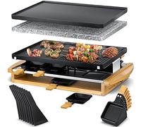 KESSER® Appareil à raclette avec pierre naturelle de cuisson, plaque de cuisson Barbecue de table pour 8 convives, barbecue électrique raclette barbecue Plaque de cuisson avec revêtement antiadhésif