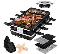 KESSER® Appareil à raclette avec pierre naturelle de cuisson, plaque de cuisson Barbecue de table pour 8 convives, barbecue électrique raclette barbecue Plaque de cuisson, le noir