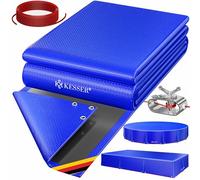 KESSER® Bâche de piscine solaire rectangulaire 450 x 220 cm 200 g/m² PE avec câble en acier + tendeur de câble avec œillets - Bâche solaire résistante aux UV et aux intempéries - Pour l'été et l'hiver