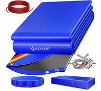 KESSER® Bâche de piscine solaire ronde Ø 366 cm Bâche de piscine 200 g/m² PE avec câble en acier + tendeur de câble avec œillets Bâche solaire résistante aux UV et aux intempéries pour l'été et