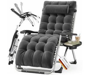 KESSER® Bain de Soleil Chaise Longue de Jardin Coussin pour Le Cou + Porte-Boisson inc Coussin XXL capacité 200kg Pliable & résistant aux intempéries Chaise Longue Pliante Dossier réglable Anthracite