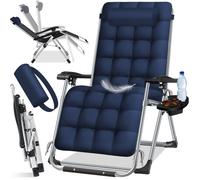 KESSER® Bain de Soleil pliable Chaise longue avec coussin Fauteuil Transat de Jardin Camping résistant aux intempéries Bleu marine
