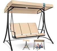 KESSER® Balancelle de jardin 3 places avec toit pare-soleil - Charge maximale : 300 kg - Chaise longue de jardin avec pieds antidérapants - Banc à bascule imperméable pour l'extérieur et l'intérieur