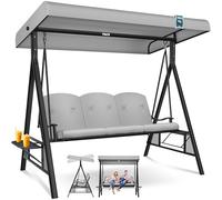 KESSER® Balancelle de jardin 3 places avec toit pare-soleil et coussin d'assise - Charge maximale : 360 kg - Avec pieds antidérapants - Imperméable - Pour l'extérieur et l'intérieur