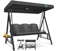 KESSER® Balancelle de jardin 3 places, Portique Balancoire Extérieur avec toit pare-soleil et coussin d'assise - Charge maximale : 360 kg - Avec pieds antidérapants - Imperméable