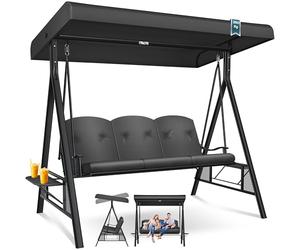 KESSER® Balancelle de jardin 3 places, Portique Balancoire Extérieur avec toit pare-soleil et coussin d'assise - Charge maximale : 360 kg - Avec pieds antidérapants - Imperméable
