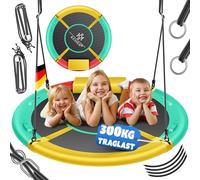 KESSER® Balançoire nid - Balançoire ronde - Diamètre : 120 cm - Charge maximale : 300 kg - Avec coussin et 4 poignées réglables - Pour enfants et adultes - Tropical