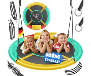 KESSER® Balançoire nid d'oiseau Balançoire disque Balançoire suspendue Balançoire ronde Ø 120 cm Charge maximale 300 kg avec coussin et 4 poignées réglables Balançoire pour enfants et adultes