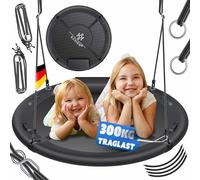 KESSER Balançoire nid d'oiseau - Diamètre 100 cm - Charge 300 kg - Coussin et poignées réglables - Pour enfants et adultes - Anthracite