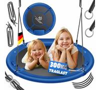 KESSER® Balançoire nid d'oiseau - Diamètre : 100 cm - Charge maximale : 300 kg - Avec coussin et 4 poignées réglables - Pour enfants et adultes - Bleu