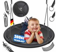 KESSER® Balançoire nid d'oiseau - Diamètre : 60 cm - Charge maximale : 200 kg - Avec coussin et 4 poignées réglables - Pour enfants et adultes - Anthracite