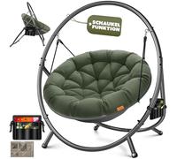 KESSER® Bali Fauteuil suspendu avec armature, jusqu'à 150 kg, pour l'intérieur et l'extérieur, coussin et poche latérale, panier suspendu, structure en acier et rembourrage en mousse, idéal pour le