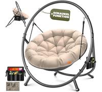KESSER® Bali Fauteuil suspendu avec armature, jusqu'à 150 kg, pour l'intérieur et l'extérieur, coussin et poche latérale, panier suspendu, structure en acier et rembourrage en mousse, idéal pour le