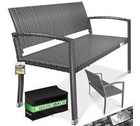 KESSER Banc de jardin 2 places en rotin synthétique résistant aux intempéries - Résistant aux UV - Charge maximale : 320 kg - Banc de balcon 125 x 62 x 90 cm - Meubles de jardin avec housse et
