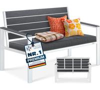 KESSER® Banc de jardin avec coussin - Résistant aux intempéries - 2 places - Aspect bois - Pour jardin, terrasse, balcon - Charge maximale : 300 kg - Résistant aux UV - Avec housse rembourrée amovible