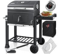 KESSER® Grill Chariot XL Barbecue au charbon de bois avec couvercle, roues, poignée en acier inoxydable, grille, brosse, housse et thermomètre Barbecue au charbon de bois Chariot grand charbon