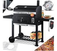KESSER® Chariot à Barbecue | Grill XXL à Charbon de Bois avec Couvercle, Roues, poignée en Acier Inoxydable, Grille et thermomètre | Grand Barbecue au Charbon de Bois