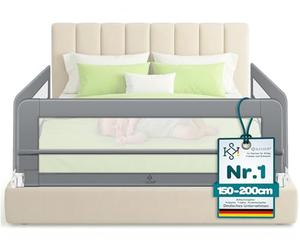 KESSER® Barrière de lit 150cm Barrière de lit pour Enfants Barrière de lit pour Bébé Pliable, Portable, Barrière de lit pour Enfants Protection Antichute, Gris Clair