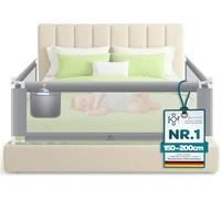 Kesser - Barrière de lit 180 cm - Protection anti-chute réglable - Bed Guard Rail Bumper, pour enfant/bébé, barrière de lit pliable, protection de lit pour enfant, avec sac, gris, hauteur : 72 à 96 cm