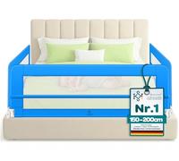 KESSER® Barrière de lit 200 cm - Barrière de lit pliable - Portable - Protection contre les chutes - Lit et lit des parents - Hauteur : 42 cm - Bleu
