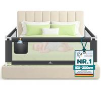 KESSER Barrière de lit de 150 cm, pliable, pour berceau, lit d'enfant, protection contre les chutes, lit et lit avec sommier Hauteur : 72 à 96 cm, gris foncé