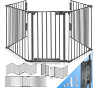 KESSER Barrière de protection de cheminée, avec porte, 305 cm, en métal, pour sécurité des enfants, 5 éléments (60 x 75 cm chacun), anthracite