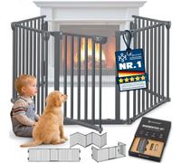 KESSER® Barrière de protection pour cheminée avec porte 540 cm en métal, grille de protection pour poêle, barrière de sécurité pour escalier, barrière de protection pour animaux, barrière de porte de