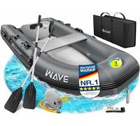 KESSER® Bateau gonflable Wave 230-380 cm Set de 6 pièces - Bateau + banc, pompe à air, pagaie, kit de réparation, sac, bateau de pêche, bateau à pagaie petit et grand - Combinaison moteur possible
