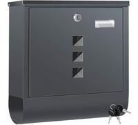 KESSER Boîte aux lettres en acier inoxydable avec compartiment à journaux, plaque nominative, fenêtre de visualisation, brossée, 3 clés verrouillables, revêtue par pulvérisation, montage mural, grand