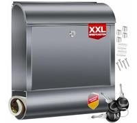 KESSER Boîte aux lettres XXL en acier inoxydable avec compartiment à journaux, brossé, 3 clés verrouillables, revêtement par pulvérisation, montage mural, grande fente avant : DIN C4 = DIN A4