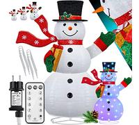 KESSER® Bonhomme de Neige LED 180 cmPère Noël LED Guirlande Lumineuse Décoration de Noël pour l'intérieur et l'extérieur Résistant aux intempéries, avec télécommande et piquets éclairage