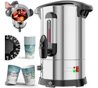 KESSER® Bouilloire à vin chaud 6,8/10/20/30 l en acier inoxydable avec gobelet, bouilloire à vin chaud avec thermostat, distributeur d'eau chaude, indicateur de niveau de remplissage, robinet