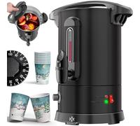 KESSER® Bouilloire à vin chaud 6,8/10/20/30 l en acier inoxydable avec gobelet, bouilloire à vin chaud avec thermostat, distributeur d'eau chaude, indicateur de niveau de remplissage, robinet