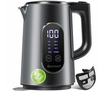 KESSER® Bouilloire en acier inoxydable 1,7 l, écran LED, 4 voies, 40 °C-100 °C, 30 min, maintien au chaud, 2 200 W, sans BPA, filtre anti-calcaire et couvercle facile, anthracite