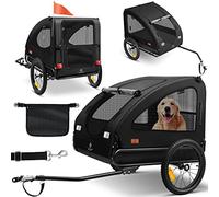 KESSER Boxer 2 en 1, remorque pour chien, siège de promenade pour chien, grande remorque de vélo, env. 250 l de volume. Avec drapeau et sac, toile Oxford 600D, maximum 45 kg, noir