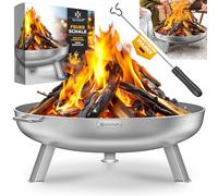 KESSER® brasero en acier - 60 cm de diamètre - Acier allié - brasero + 42 cm de crochet en fonte - Évacuation d'eau et 2 poignées solides