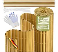 KESSER® Brise-vue en PVC - 100 x 400 cm - Protection contre le vent - Lamelles renforcées - Pour jardin, balcon et terrasse - Avec serre-câbles, housse et gants - Bambou
