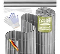 KESSER® Brise-vue en PVC - 120 x 400 cm - Protection contre le vent - Lamelles renforcées - Pour jardin, balcon et terrasse - Avec serre-câbles, housse et gants - Gris clair