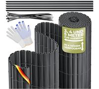 KESSER® Brise-vue en PVC - 80 x 500 cm - Protection contre le vent - Lamelles renforcées - Pour jardin, balcon et terrasse - Avec serre-câbles, couverture et gants - Anthracite