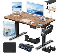 KESSER® Bureau électrique réglable en hauteur 100 cm x 60 cm | Bureau debout ergonomique | Commande mémoire à 3 fonctions | Avec roulettes à 360° et port de charge USB pour bureau à domicile