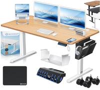 KESSER® Bureau électrique réglable en hauteur 140 cm x 70 cm | Bureau debout ergonomique | Commande mémoire à 3 fonctions | Avec roulettes à 360° et port de charge USB pour bureau à domicile